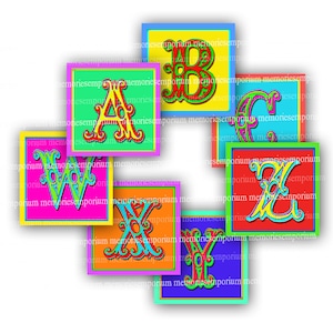 Alphabet Letter Squares ABC for Toy Blocks Children Nursery Decor Digital Paper Clipart Printable Download Antique Decoupage Circus Font 720