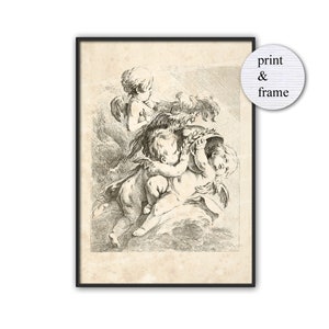 Three Renaissance Cherubs Puttis Cupids Angels Printable Download Print and Frame Collage Sheet Clipart Wall Art Antique Engraving A74