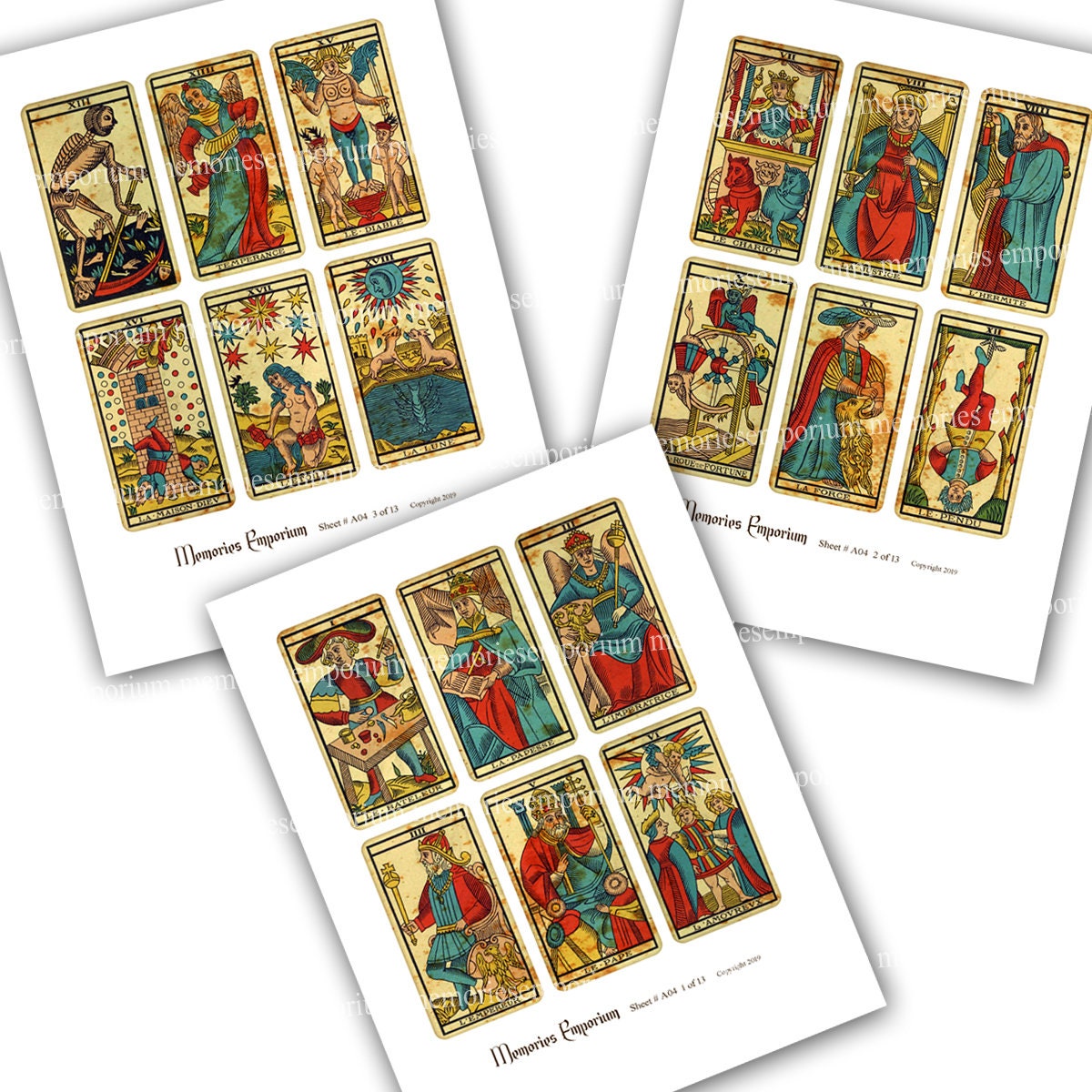 Tarot Printable Download Full Deck 78 Cards Marseille Antique French  Fortune Telling Clairvoyant Reading Psychic Necromancy Occult A04 