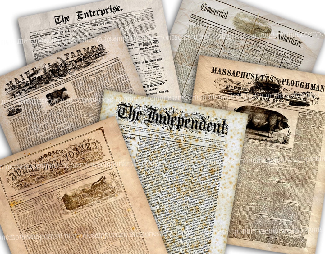 NEWSPAPER Paper Pack Ephemera Papers Set Printable Papers Vintage Antique  Junk Journaling Instant Download Digital Collage Sheet PP100 