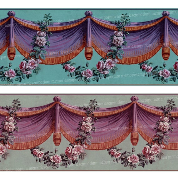 Printable Download Dollhouse Wallpaper Border Dado Antique Etsy