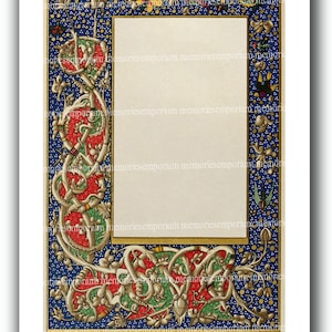 Renaissance Florentine Wedding Stationery Page Invitations Parties Menus Letters Printable Illuminated Manuscript Download Medieval  772