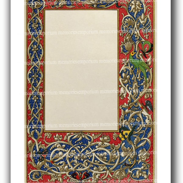 Renaissance Illuminated Manuscript Florentine Wedding Stationery Page Invitations Menus Digital Paper Printable Download DIY Medieval  773