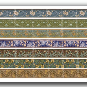 Jugendstil Grenzen digitale Collage Blatt DIY Jugendstil Streifen floralen Mustern für Papier Decoupage Clipart Frames druckbare Download 623