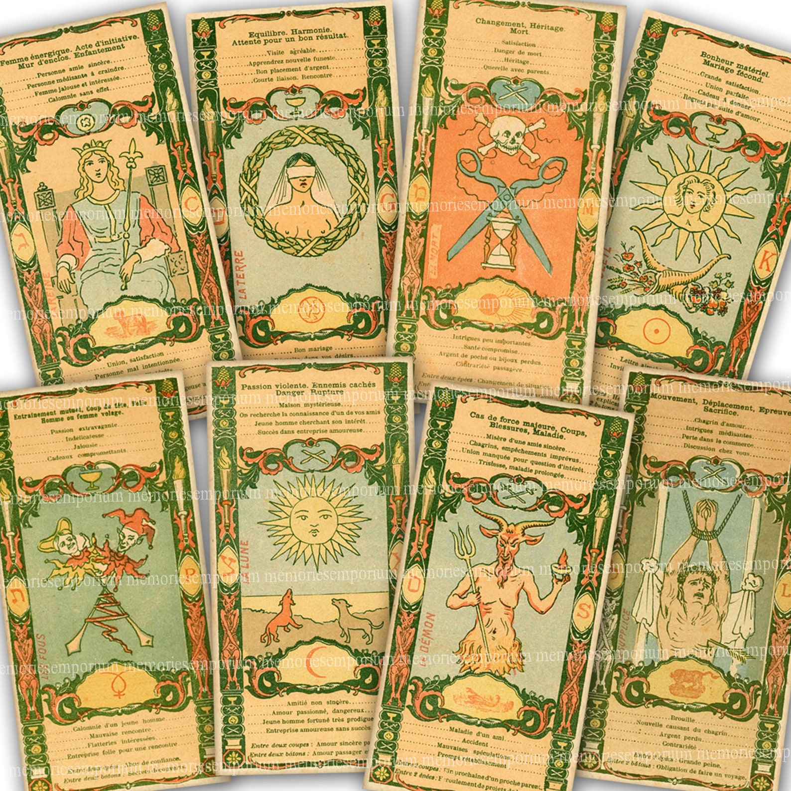 Buy Fortune Telling Printable Download Antique 22 Cards French Online ...