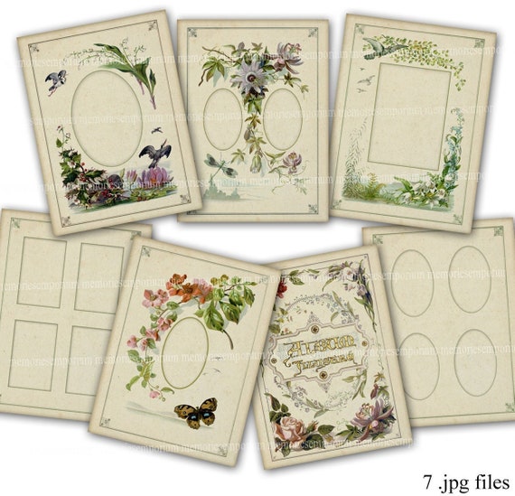 Antique Photo Album Pages Printable Download Victorian Journaling  Scrapbooking Bundle Floral Decoration Clipart Decoupage Backgrounds A86 
