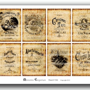 Weihnachten Musik Song Covers antike Noten druckbare Download Urlaub E- und 100 Uhr DIY Geschenkkarten Swing Tags Old Shabby Chic Decoupage Download 366