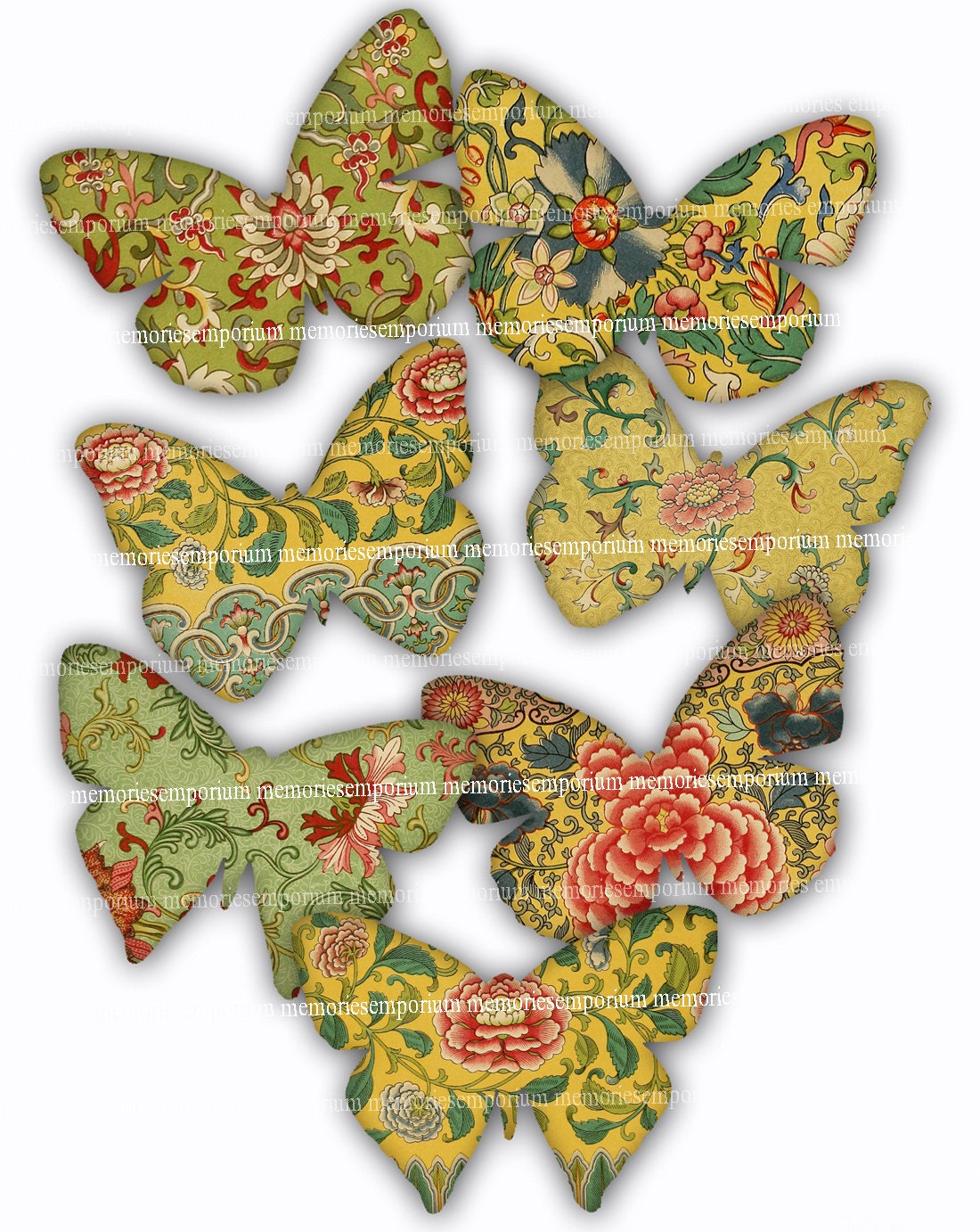 Chinese Butterflies Digital Collage Sheet Designs Decoupage Etsy