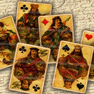 Antyczne Karty Do Gry Clipart Do Wydrukowania Pobierz Dekupaż DIY Papier Rzemieślniczy Tagi Dziennik Cyfrowy Kolaż Arkusz Królowie Królowe Walety 026