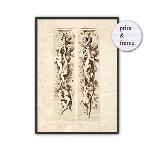 Puttis Cherubs Cupid Printable Download Druck und Rahmen Antike Renaissance Gravur Collage Sheet Clipart Wandkunst A71