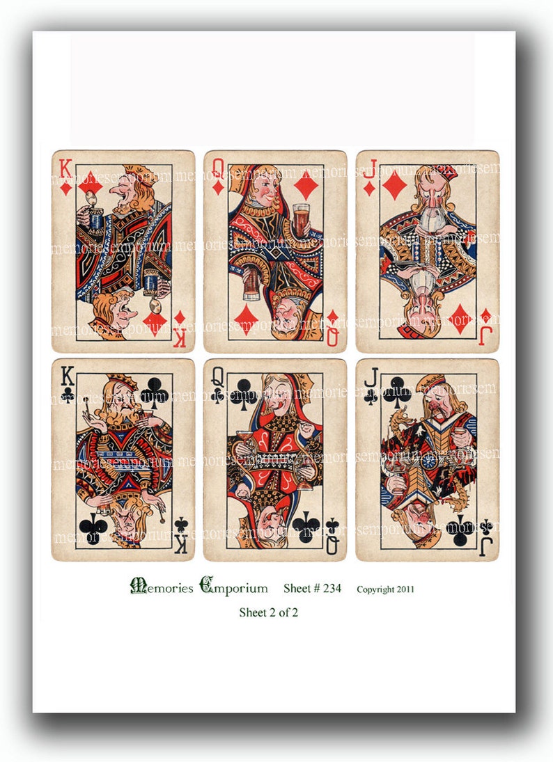 Funny Playing Cards Retro Royals Flushed Tipsy Fifties Etsy