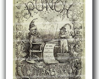 Punch Newspaper Four Old Large Repro Newsprint Pages Decoupage Backgrounds 1860s London Papers Art Print 4 Digital Printable Downloads 434