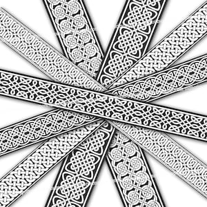 Celtic Knots Pattern Strips Printables Black and White Bands Stationery Borders Clipart Designs for Paper Scrapbooking Journaling