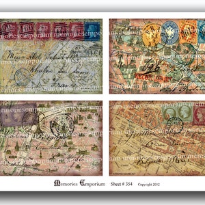Paris mapas cartões postais frança francês antigo selos antigos chiques fundos decoupage envelopes impressão folha de colagem digital 354