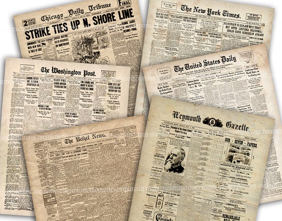 Old Paper Frames - Vol 1 - Clip Art - Commercial Use - Six Frames made from  Old Vintage Papers - INSTANT DOWNLOAD -3.75