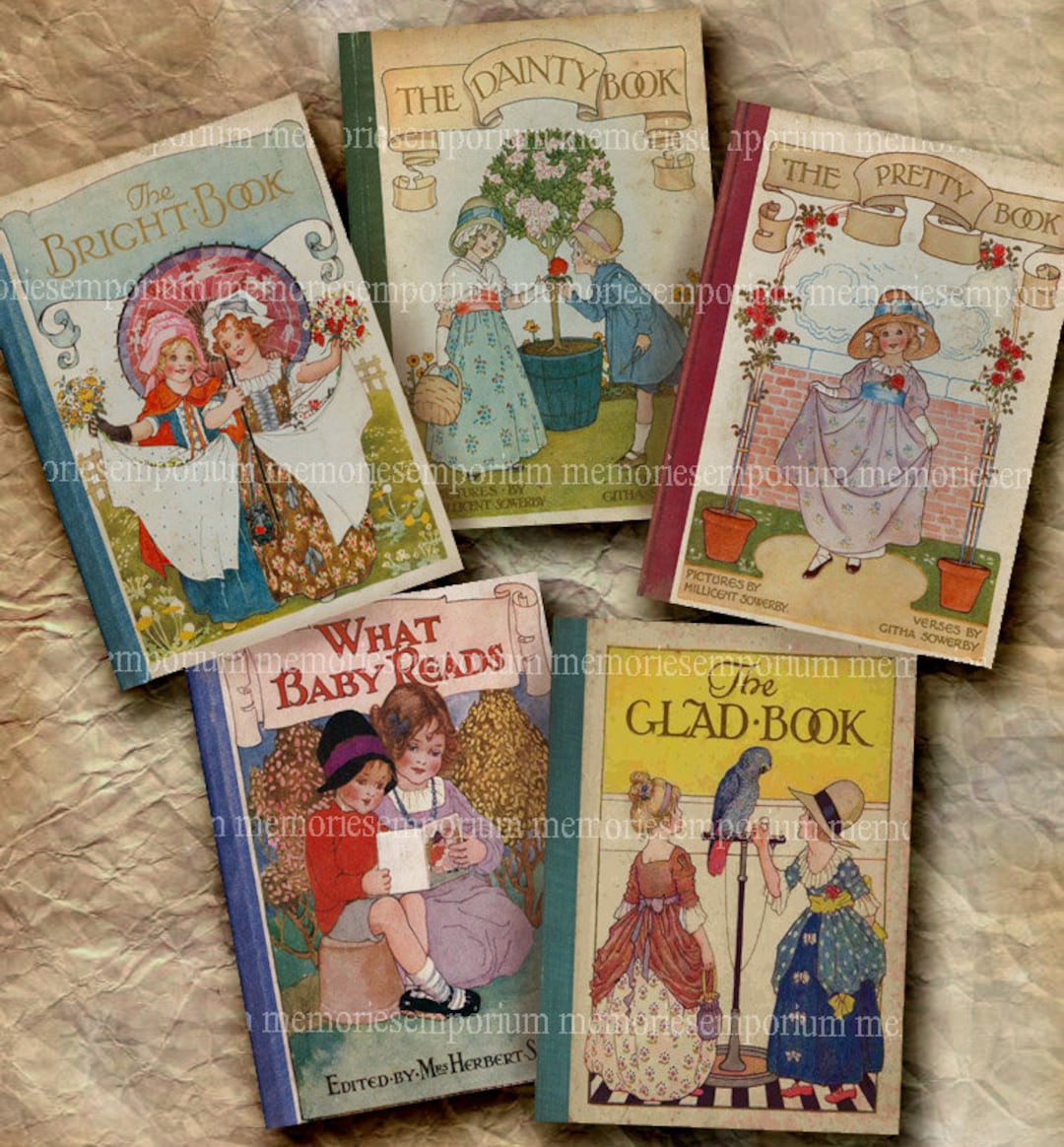 Childrens Picture Book Vintage Covers Old Decoupage Journal ATC ACEO ...
