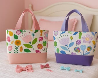 Sac fourre-tout pour fille - fait main avec de jolis imprimés, cadeau pour les petites mains