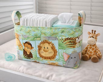 Handmade Fabric Diaper Caddy, Nursery Organizer, Baby Shower Gift