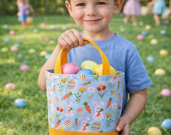 Handmade Easter Kids Tote Bag, Many Prints, Reusable Egg Hunt Bag
