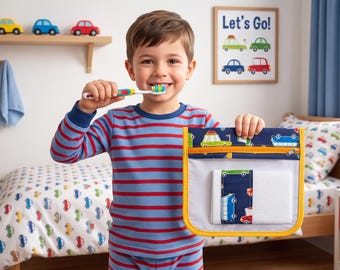 Travel and Hygiene Bag for Kids. Waterproof Toiletry Pouch with Towel.