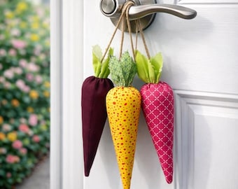 Easter Door Knob Hanger, Fabric Carrot, Spring Decor, Reusable Gift Decoration.