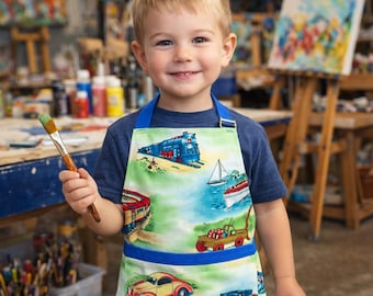 Boys Cotton Apron - Handmade with Fun Prints for Arts, Crafts & Baking.