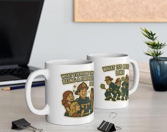 Mok brandweerman Reality Check: koffiekopje grappige brandweermanhumor