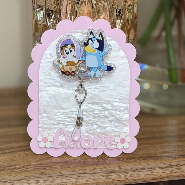 Bluey dog/two dogs /bluey  /id tag for kids/id badge/nurse badge /teacher badge