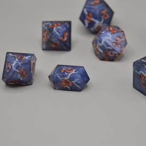 Storm Cleric Dice Set: Sharp Edge Polyhedral Dice for D&D, Pathfinder, Daggerheart, TTRPGs