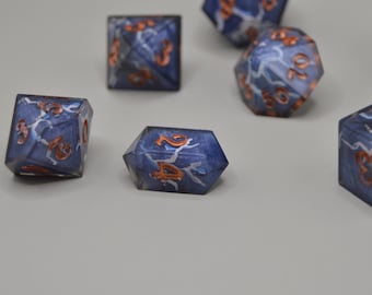 Storm Cleric Dice Set - Sharp Edge Polyhedral Dice for Dungeons & Dragons, Pathfinder, Daggerheart, TTRPGs, DnD Gifts