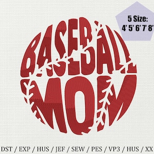 Baseball Mom Embroidery Design, Baseball Circle Embroidery, Sports Mama Embroidery File, Bold Font Baseball Embroidery, Game Day Embroidery