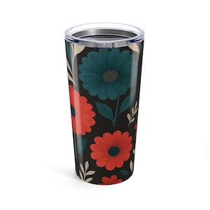 Floral 20oz Stainless Steel Tumbler, Insulated Travel Cup with Flowers, Reusable Double-Wall Mug for Coffee, Tea, or Iced Drinks