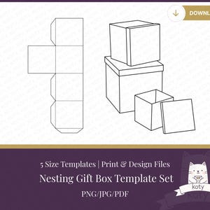 Nested Square Gift Box Templates | 5 Sizes (Digital Download)