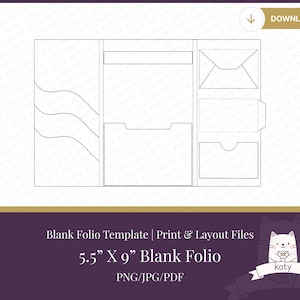 Plantilla imprimible de tríptico: diario, cuaderno y sobre (PDF, JPEG y PNG)