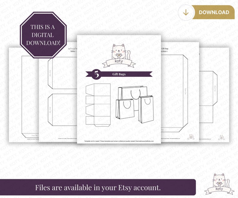 Sjabloonbundel afdrukbare cadeauzakjes, 5 maten (digitale download) afbeelding 3