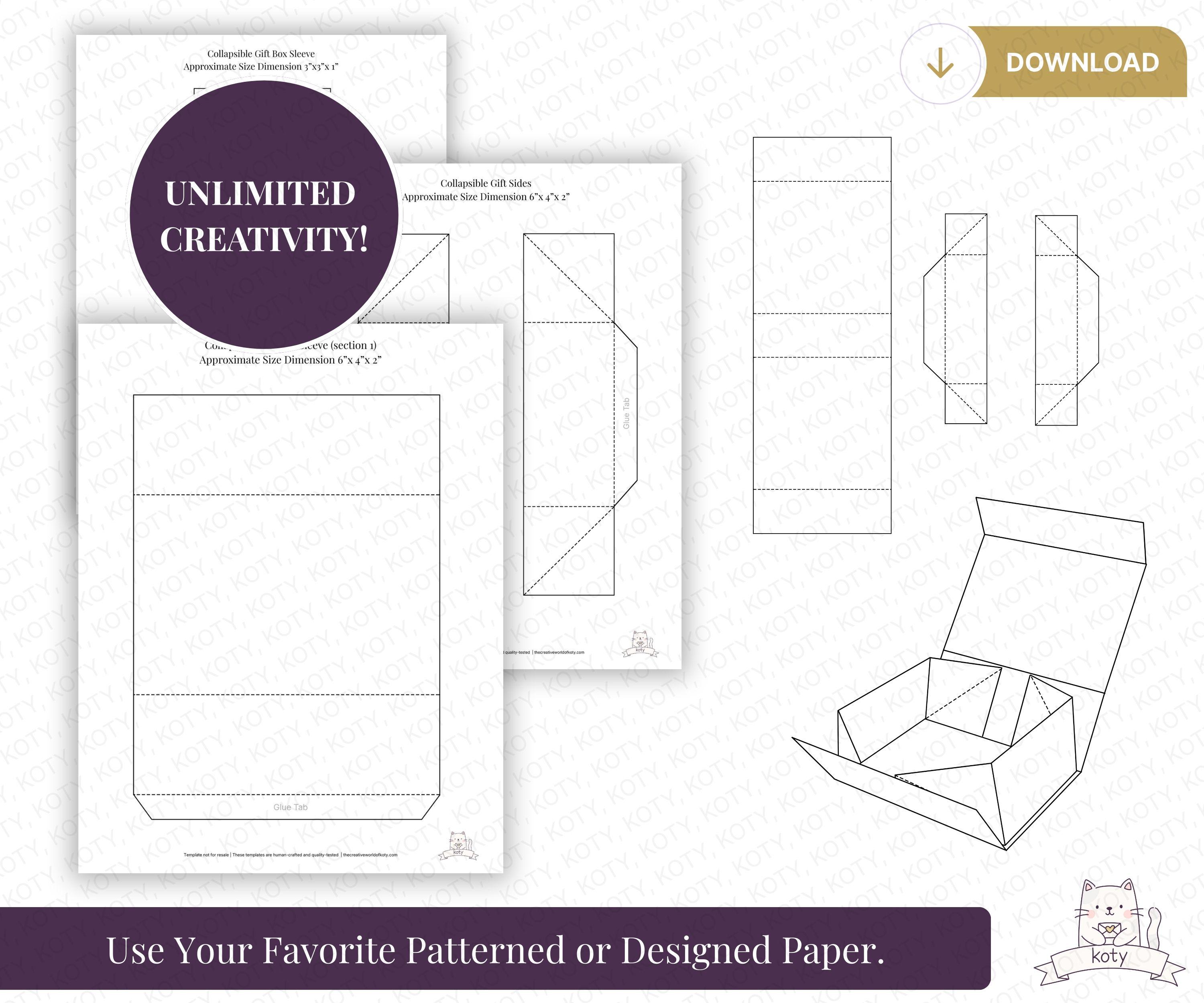 5 Collapsible Gift Box Templates Set | DIY Foldable Packaging Digital ...
