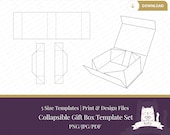 5 Collapsible Gift Box Templates Set | DIY Foldable Packaging Digital Download