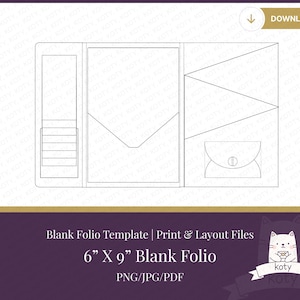 Junk Journal Folio Template, Printable Trifold DIY Folio, Scrapbook, Digital Download, Blank Journaling Model