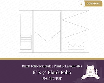 Junk Journal Folio Template, Printable Trifold DIY Folio, Scrapbook, Digital Download, Blank Journaling Model