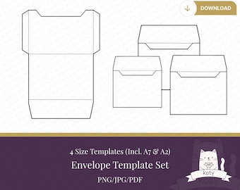 Bundel DIY-envelopsjabloon, afdrukbare A1 A2 A6 A7-formaten (digitale download)