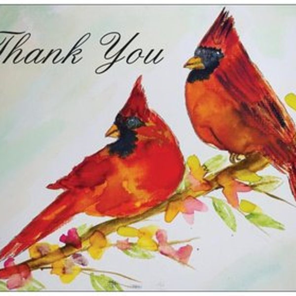 Red Cardinal Thank You Cards Etsy