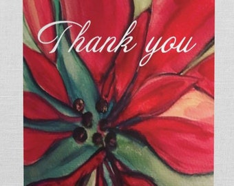 5.5 x 4 Thank You Card: Poinsettia