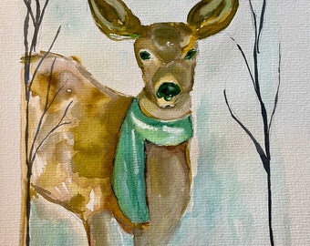 5.5 x 4 Note Card: Adalaide Holiday Deer