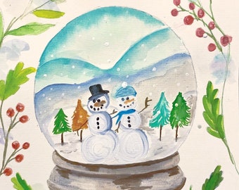 5.5 x 4 Blank Note Card: Snow Globe