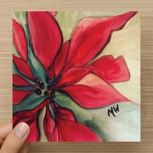 5.5 x 5.5 Blank Note Card: Poinsettia image 2