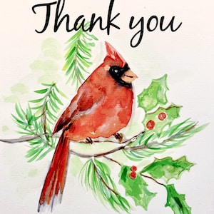 5.5 x 4 Thank You Card: Cardinal