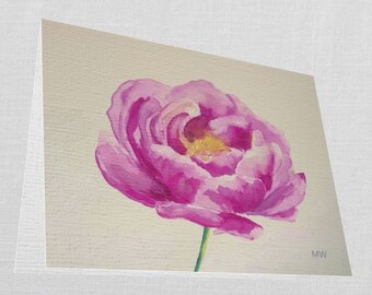 5.5 x 4 Folded Note Card: Peony