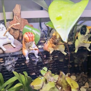 Fishing Kitten Aquarium Ornament: Resin Decoration for Fish Tank, Car Accessories