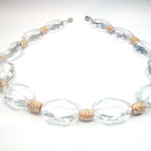 Clear and gold color beaded choker necklace stylish chunky