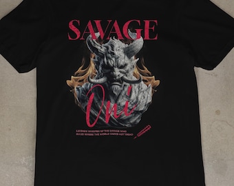 Savage Oni Graphic T-Shirt | Mythic Japanese Demon Tee | Dark Art Streetwear